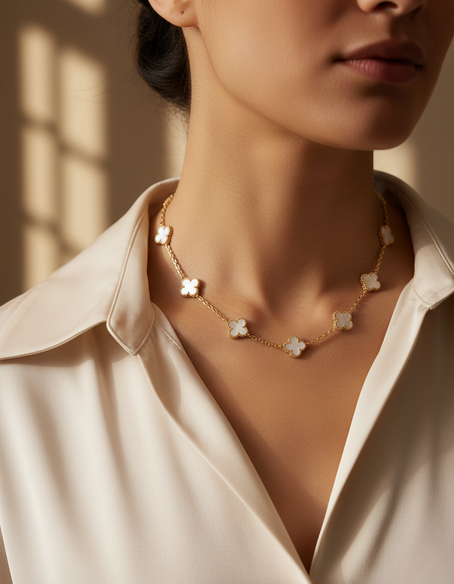 Stainless Steel Four-Leaf Clover Necklace for Women