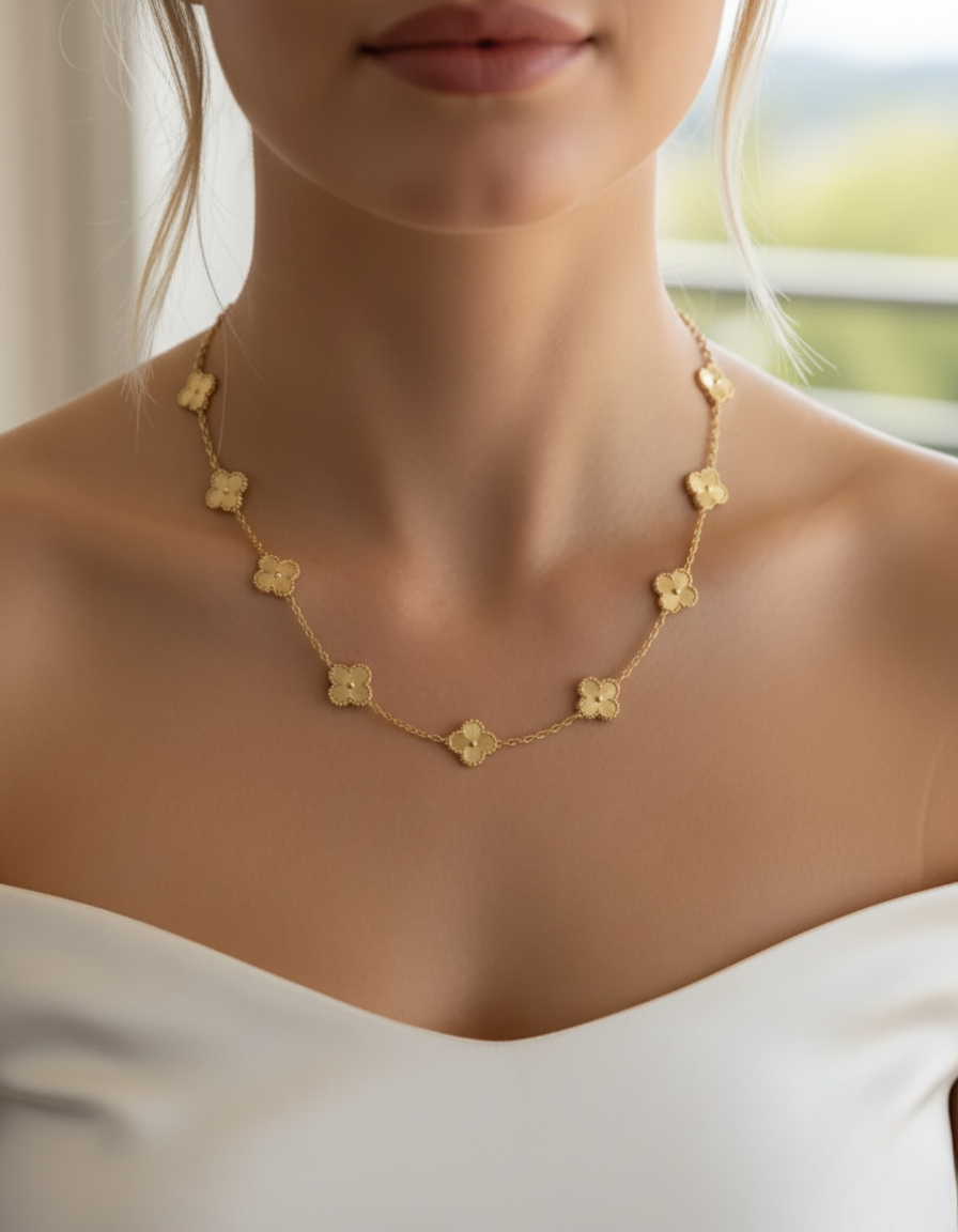 Four-Leaf Clover Necklace Women Stainless Steel Lucky Charm