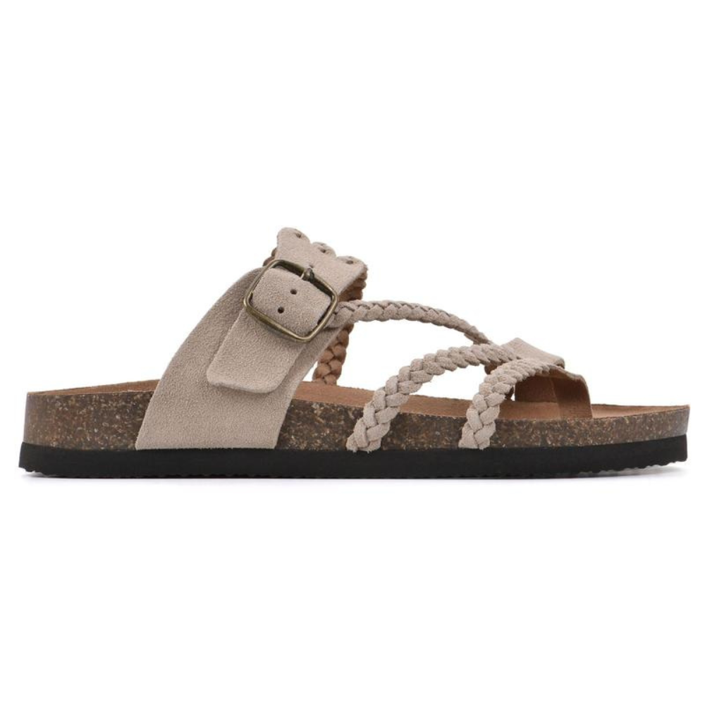Women's Braided Suede Sandals with Cork Footbed | Haven