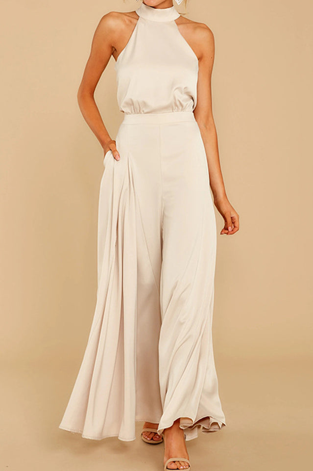 Women's Fitted Jumpsuit with Adjustable Back Tie – Elegant Evening Wear