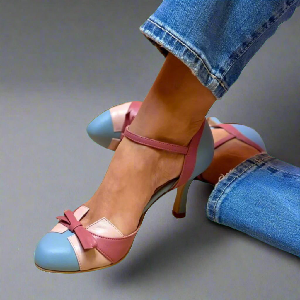Women's Breathable Heels with Arch Support | White Colourblock
