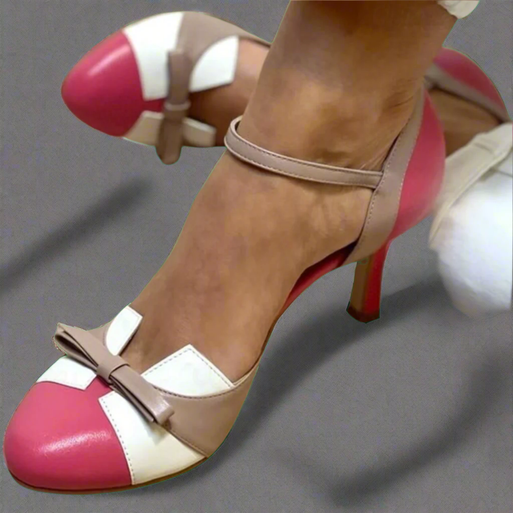 Women's Breathable Heels with Arch Support | White Colourblock