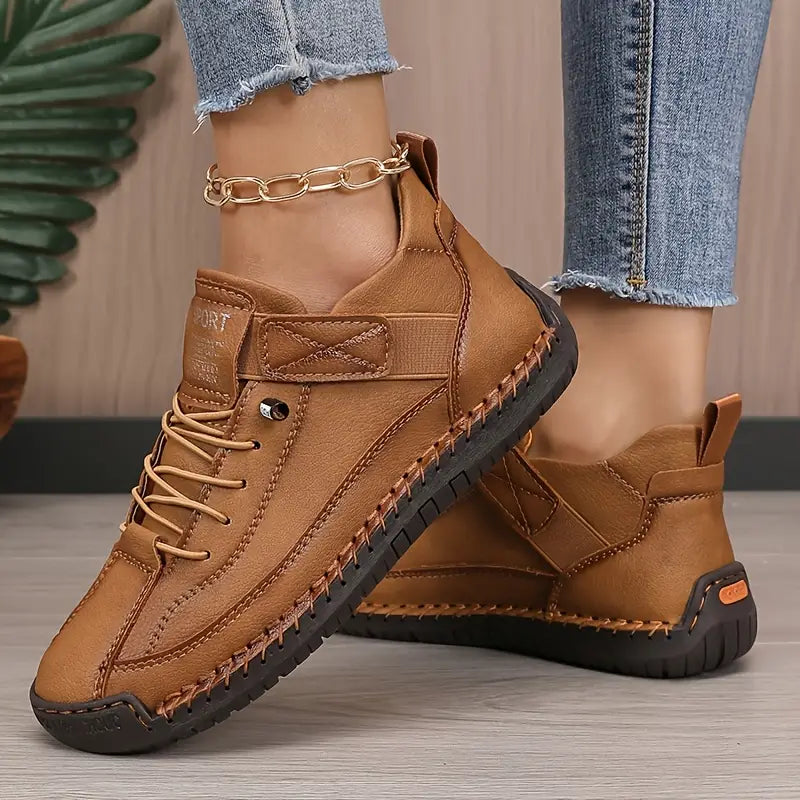 Women's Breathable Leather Slip-On Sneakers – Orthopedic Support