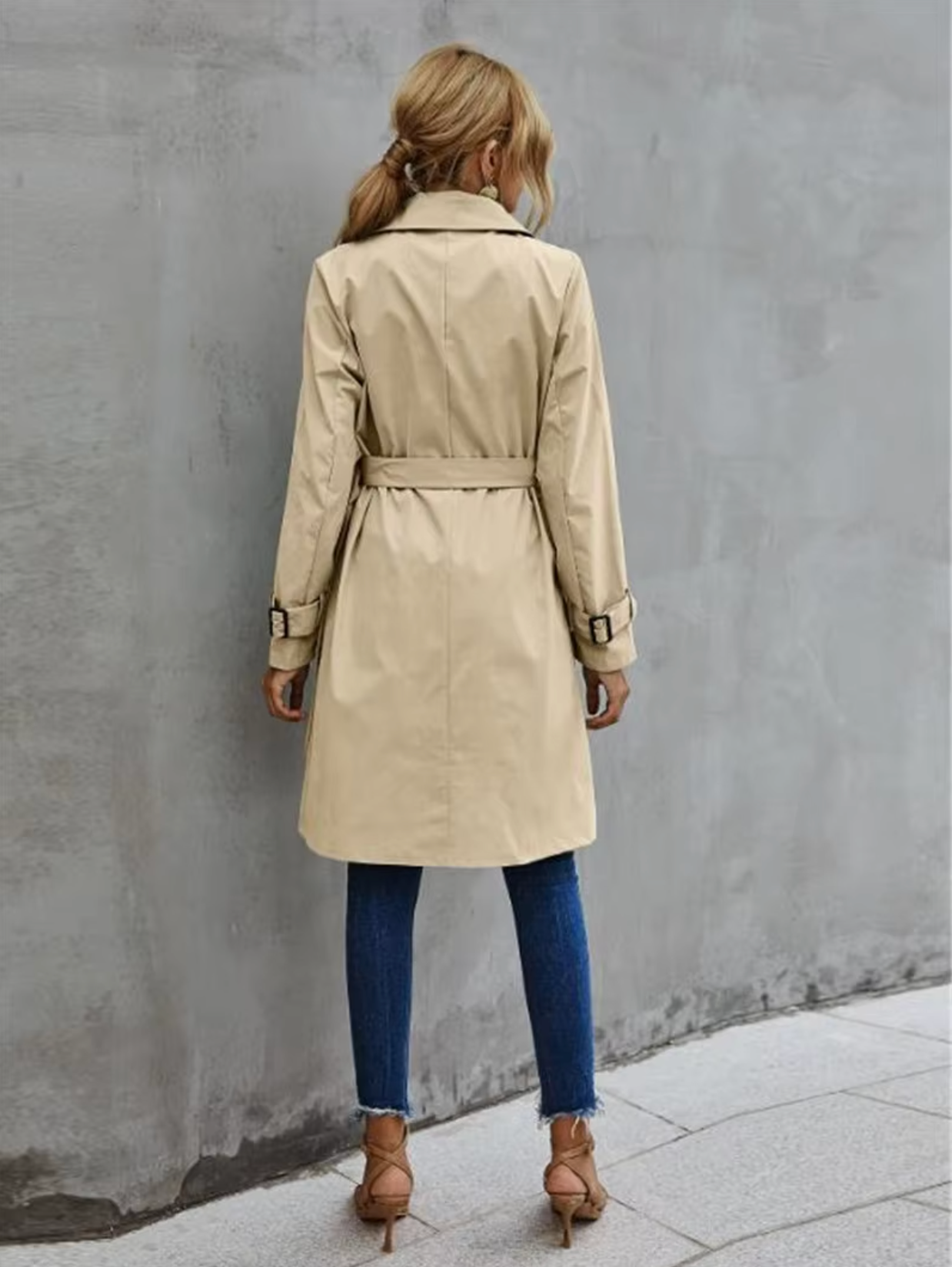 Women's Classic Double-Breasted Trench Coat – Timeless Mid-Length