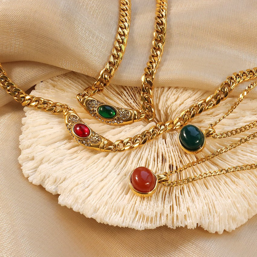 18K Gold Plated Necklace for Women | Waterproof Diamond Simulant Pendant