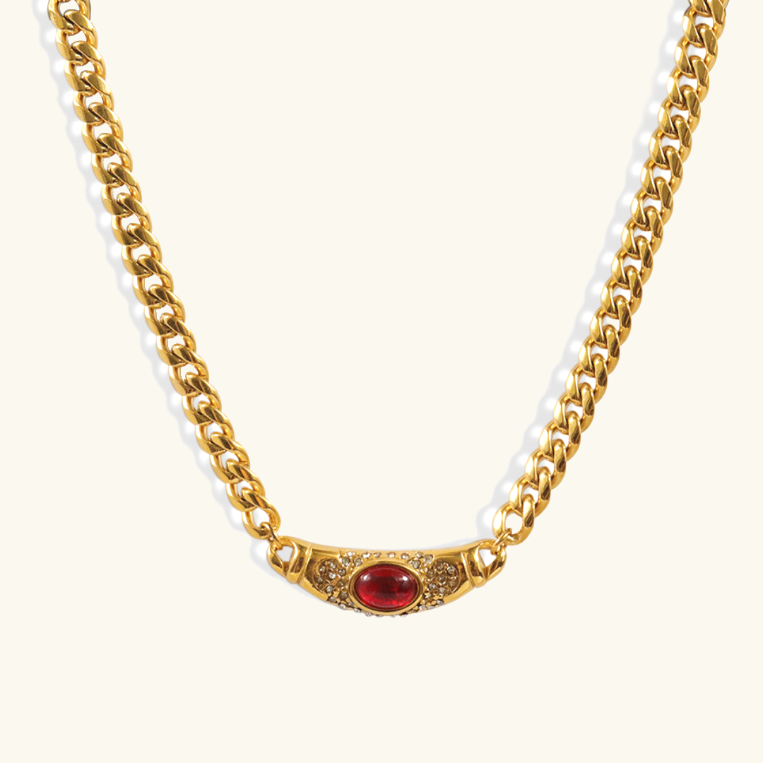18K Gold Plated Necklace for Women | Waterproof Diamond Simulant Pendant