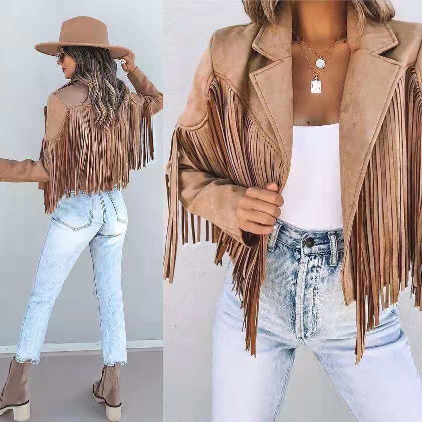 Women's Fringed Cropped Jacket – Bohemian Chic Style