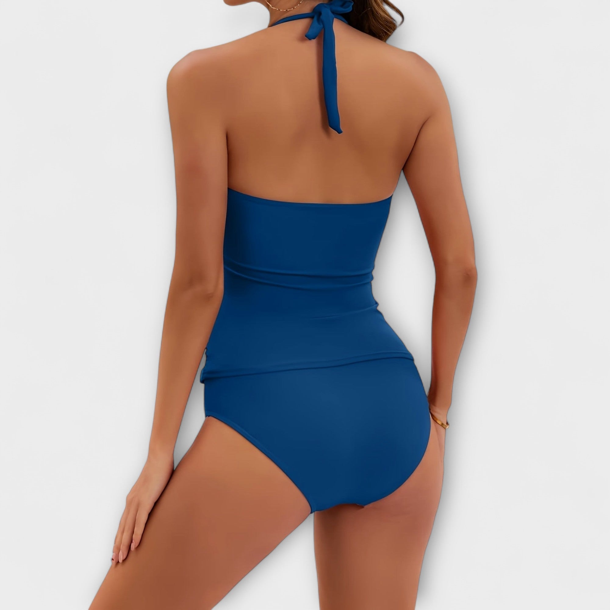 Halter Neck Two-Piece Swimsuit | Ruched High-Quality Swim Fabric