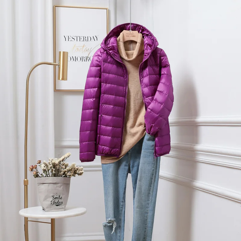 Women's Lightweight Black Puffer Jacket | Hooded Winter Coat