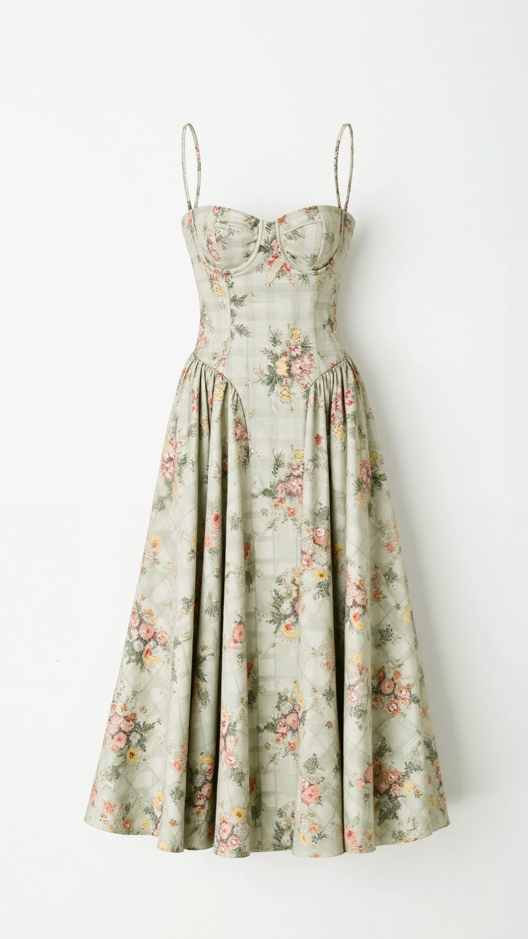 Floral Midi Dress Women's Lightweight Sweetheart Neckline Summer