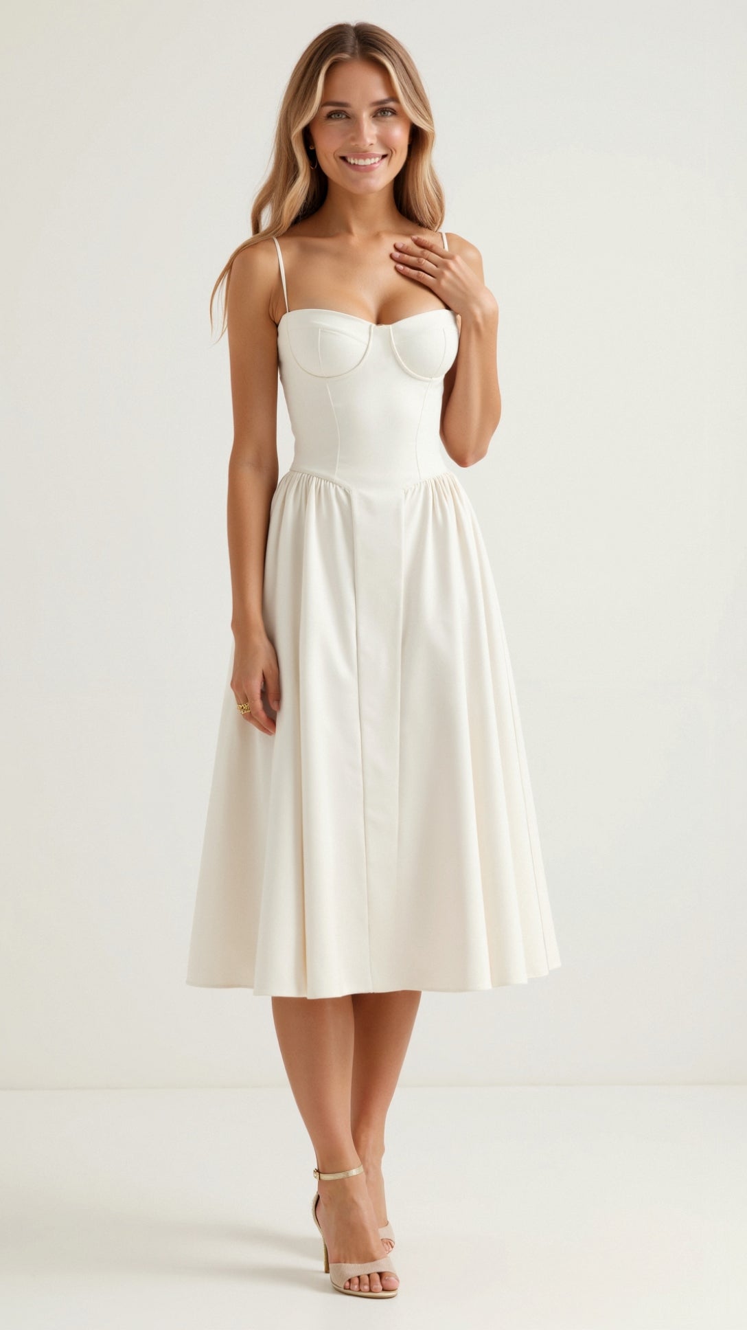 Floral Midi Dress Women's Lightweight Sweetheart Neckline Summer