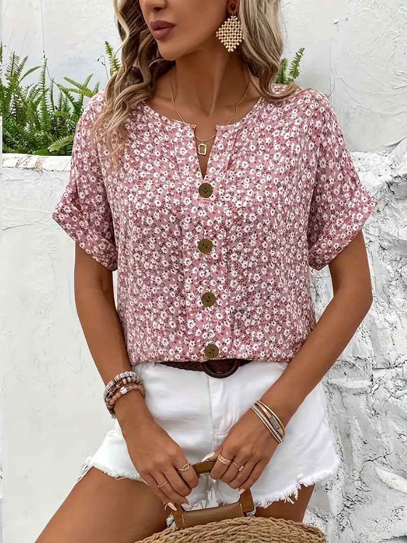 Lightweight Floral Print Blouse for Women | Summer Top