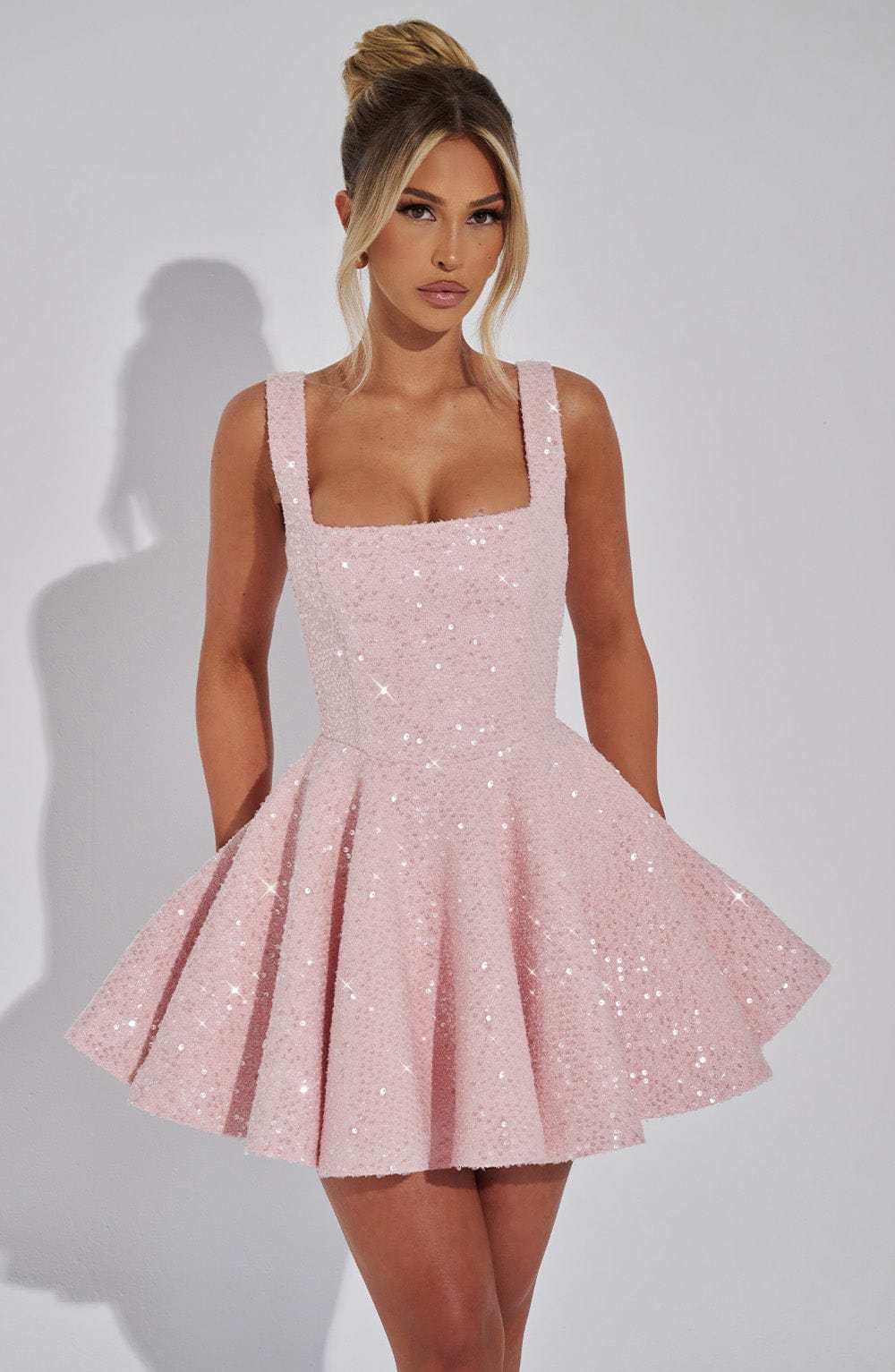 Women's Sequin Mini Dress with Bow Back Detail