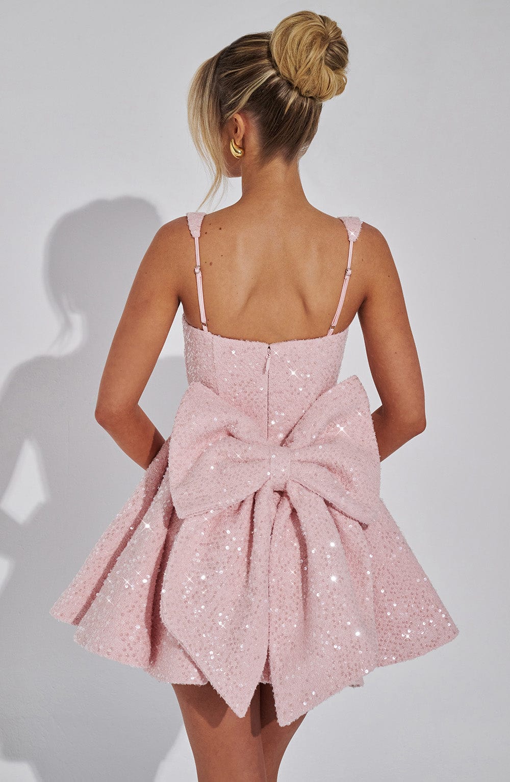 Women's Sequin Mini Dress with Bow Back Detail