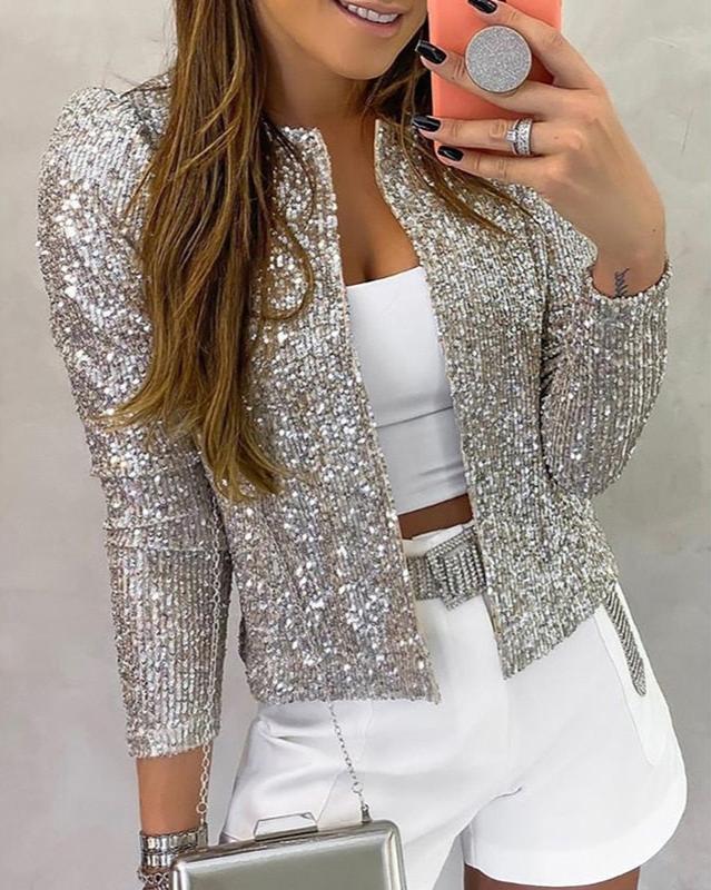 Women's Sequined Jacket | Open Front Evening Wear