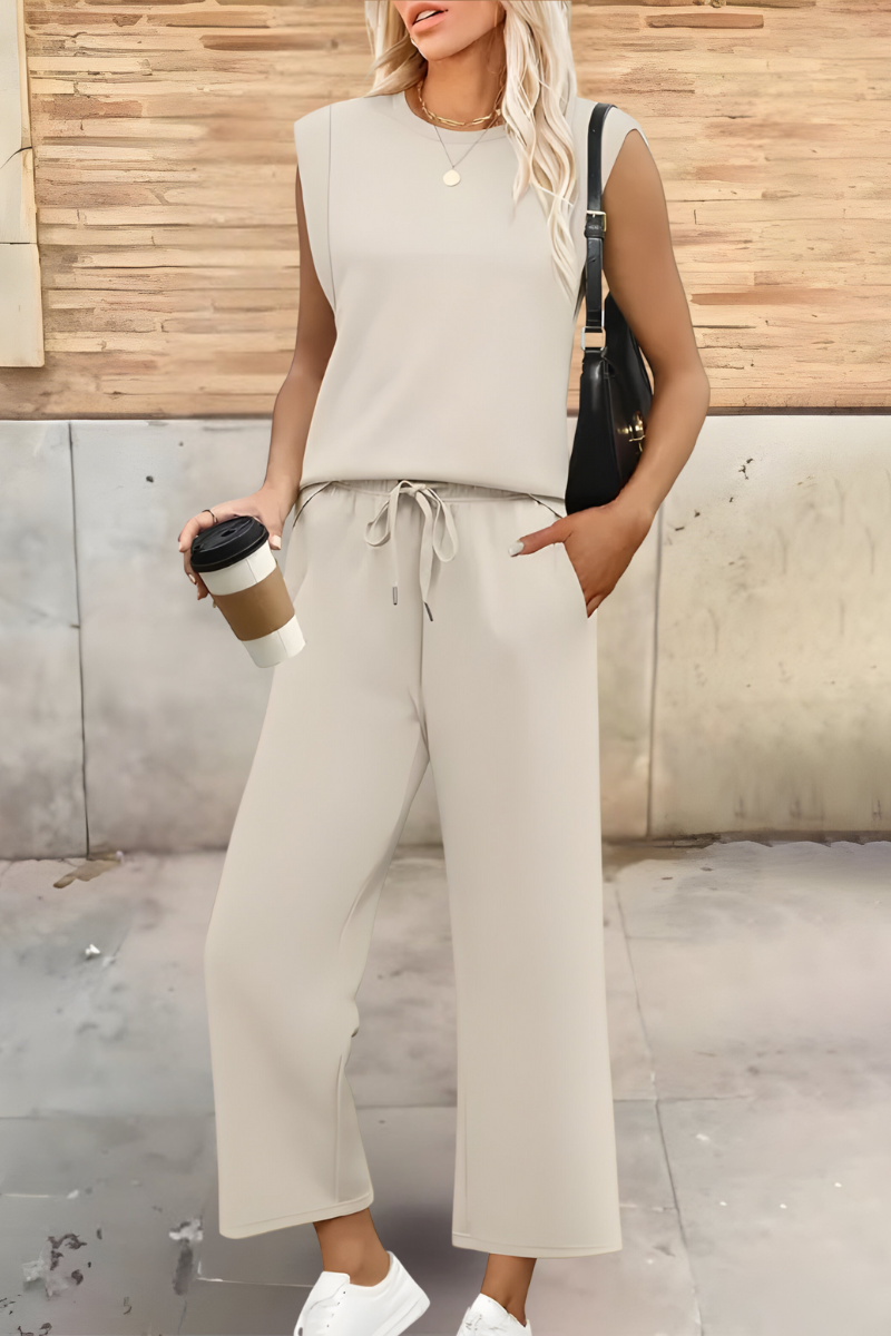 Women's Breathable Summer Loungewear Set – Soft Wide-Leg Trousers