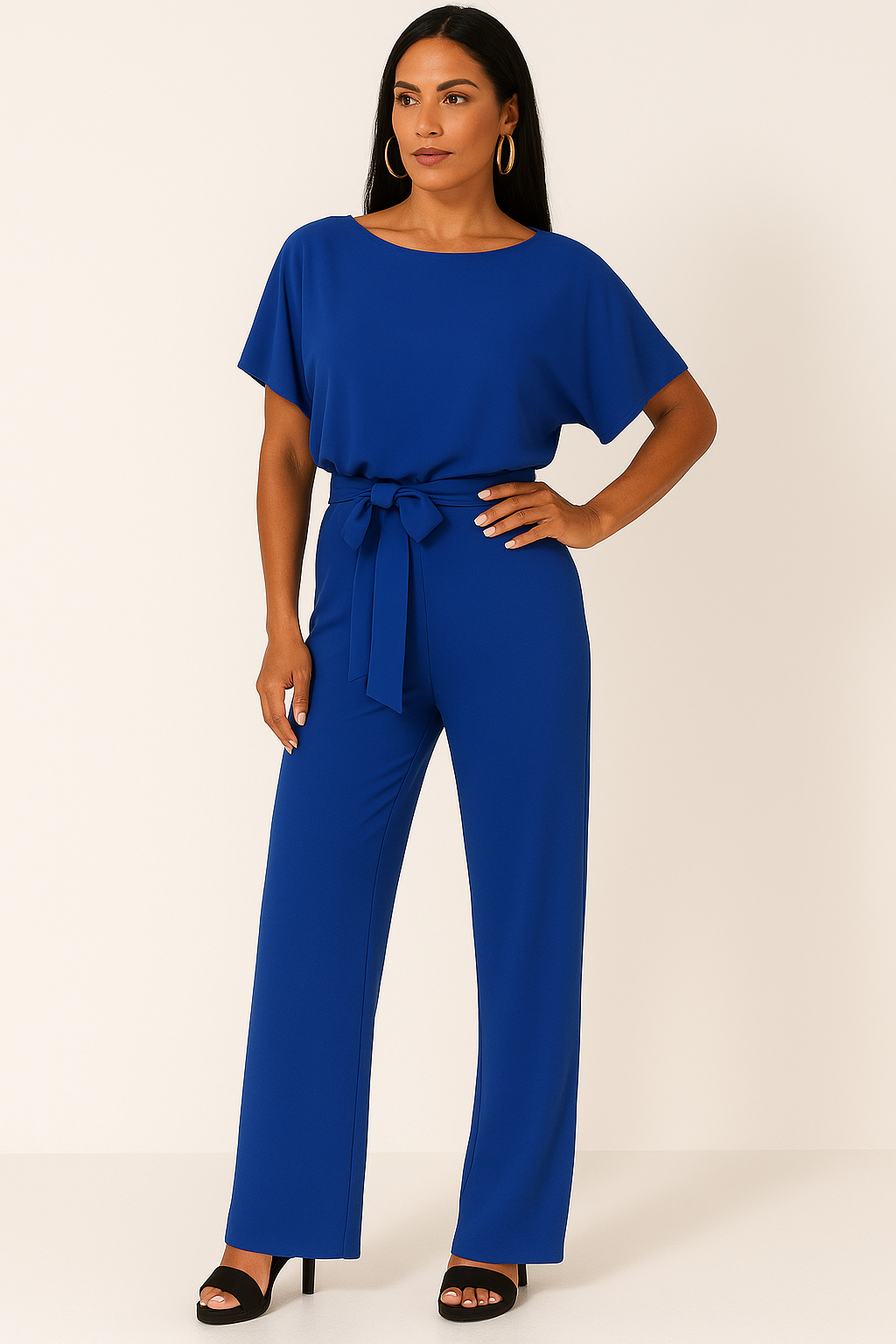 Women's Tie-Ribbon Jumpsuit | Short-Sleeve One-Piece