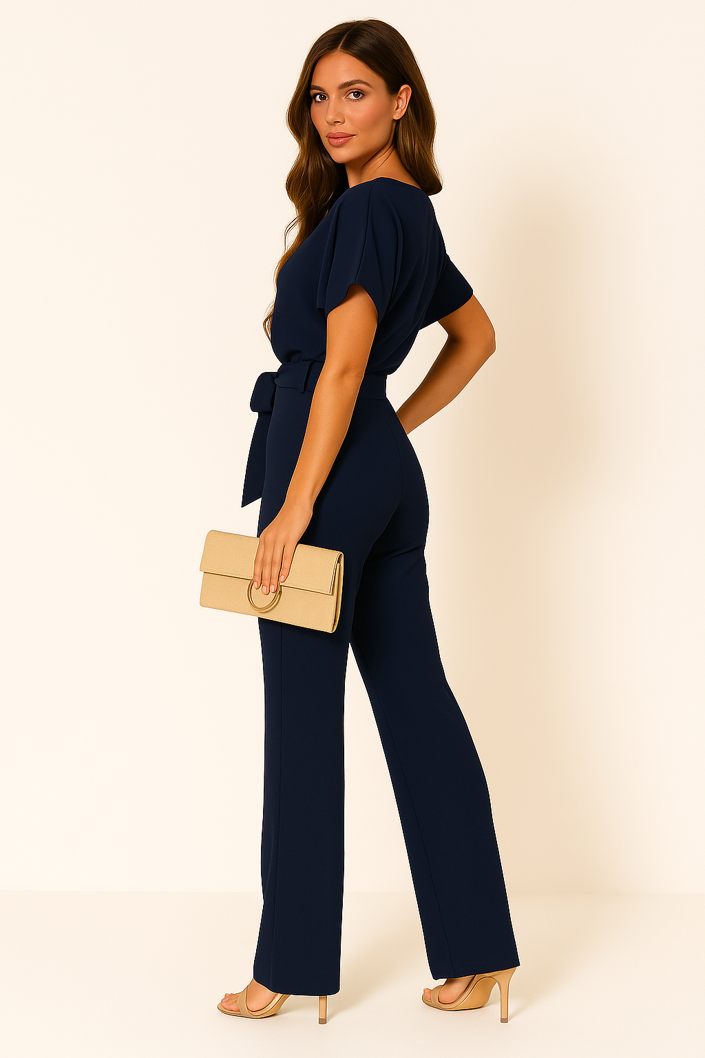 Women's Tie-Ribbon Jumpsuit | Short-Sleeve One-Piece