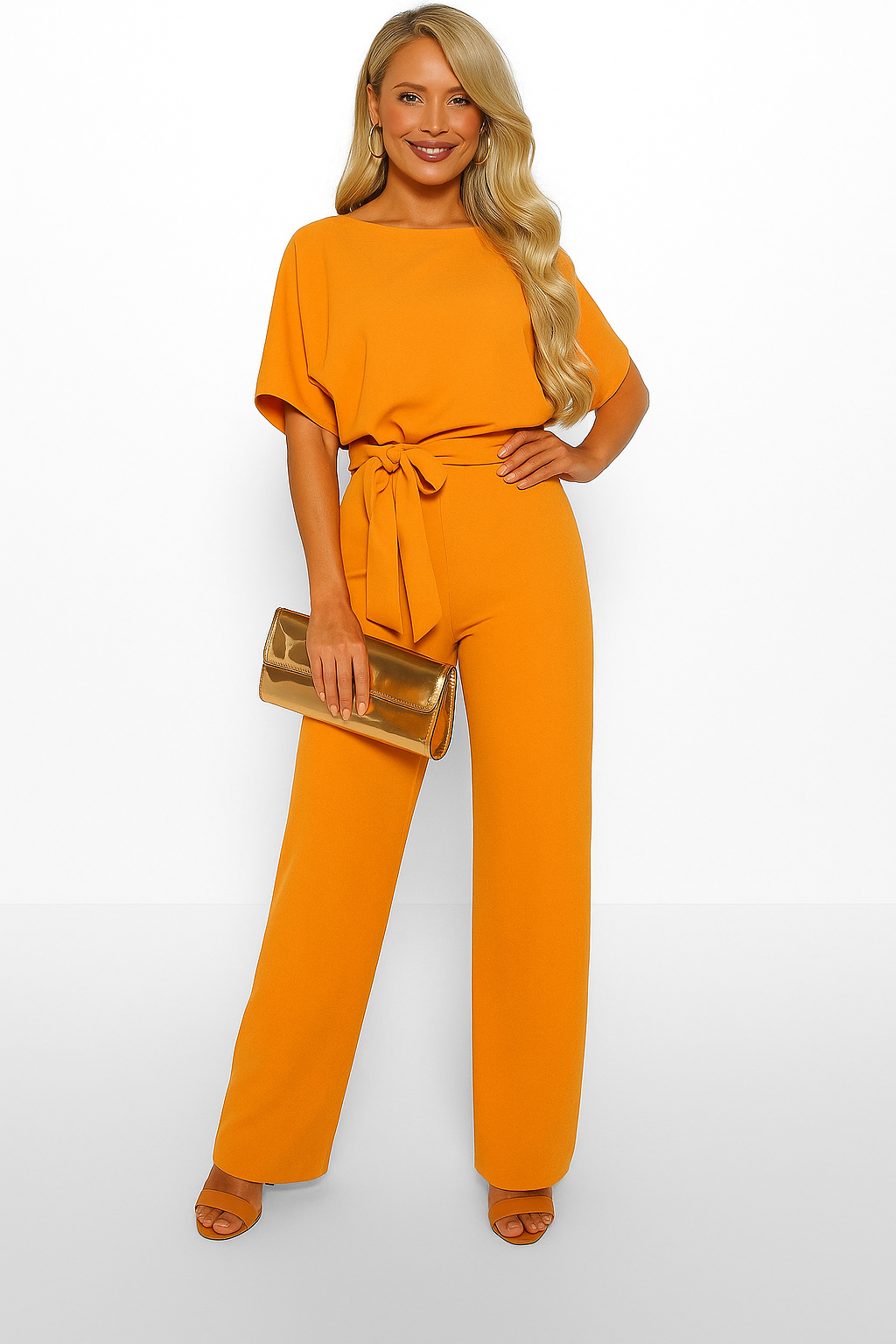 Women's Tie-Ribbon Jumpsuit | Short-Sleeve One-Piece