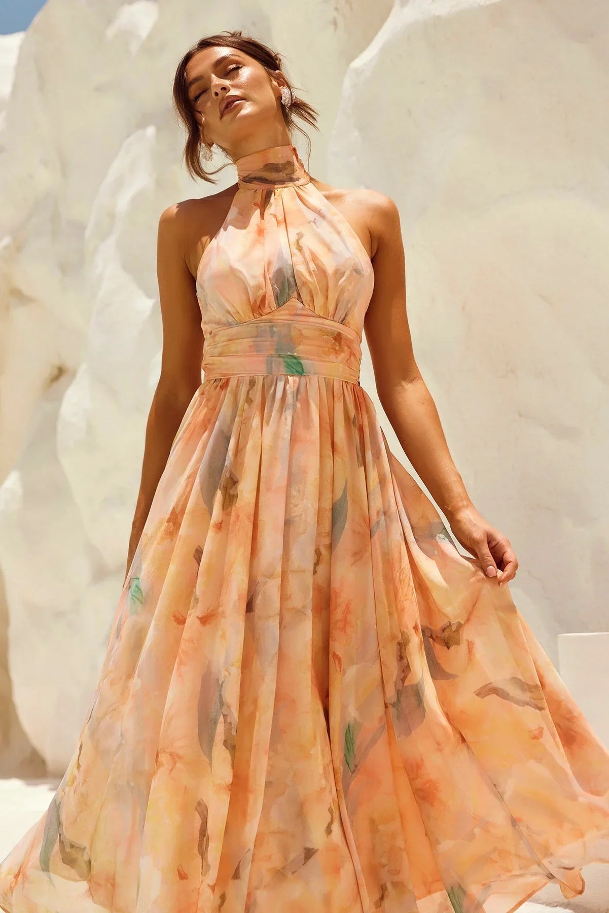 Lightweight Women's Halter Midi Dress | A-Line Summer Style