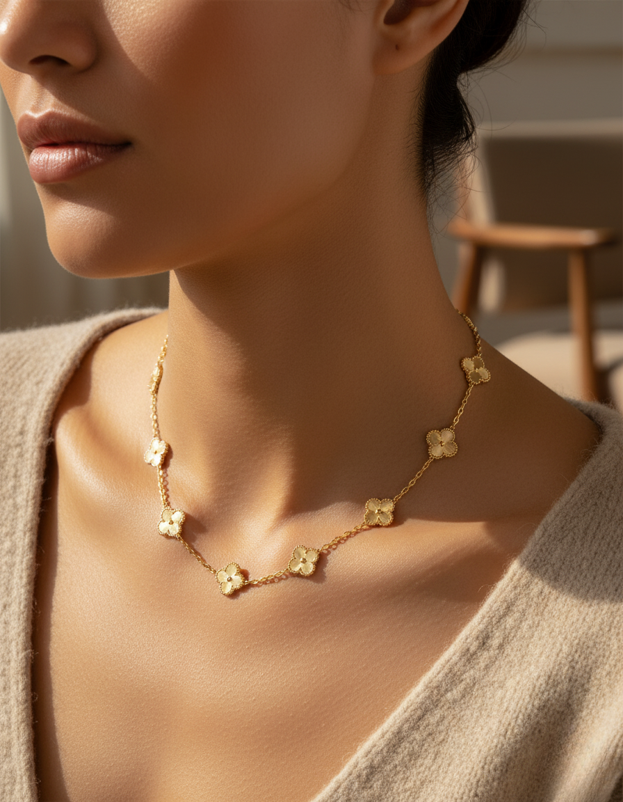 Four-Leaf Clover Necklace Women Stainless Steel Lucky Charm