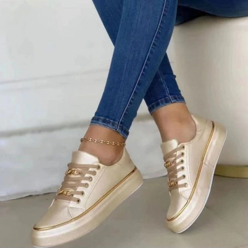 Black Orthopedic Women's Shoes with Gold Accents