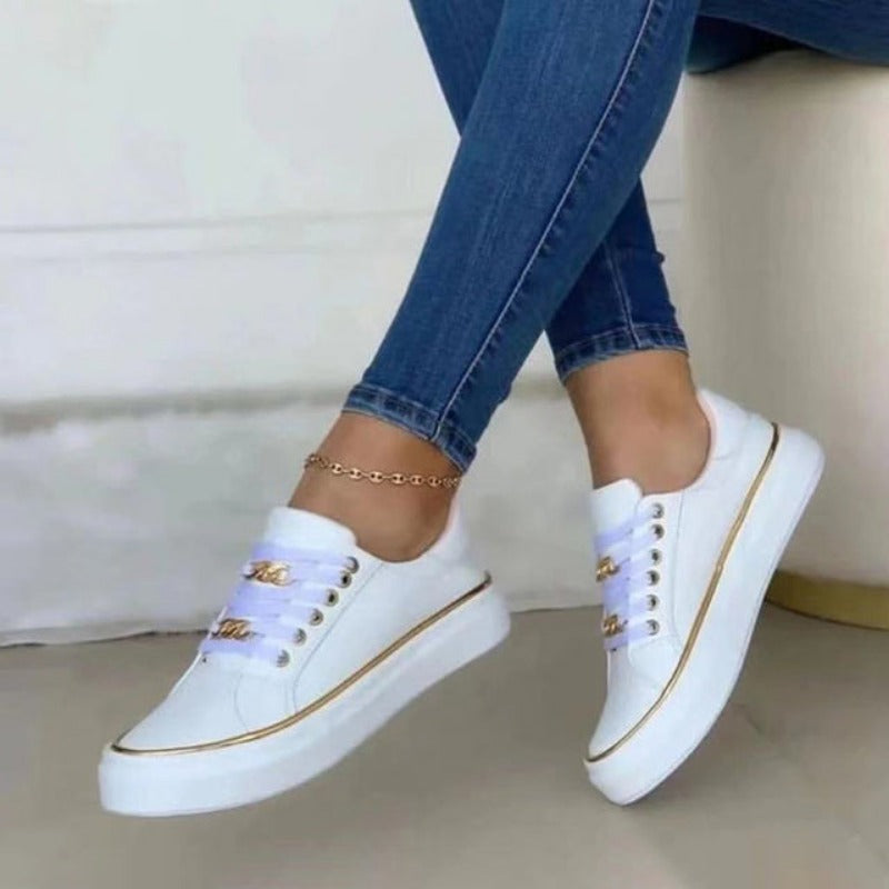 Black Orthopedic Women's Shoes with Gold Accents