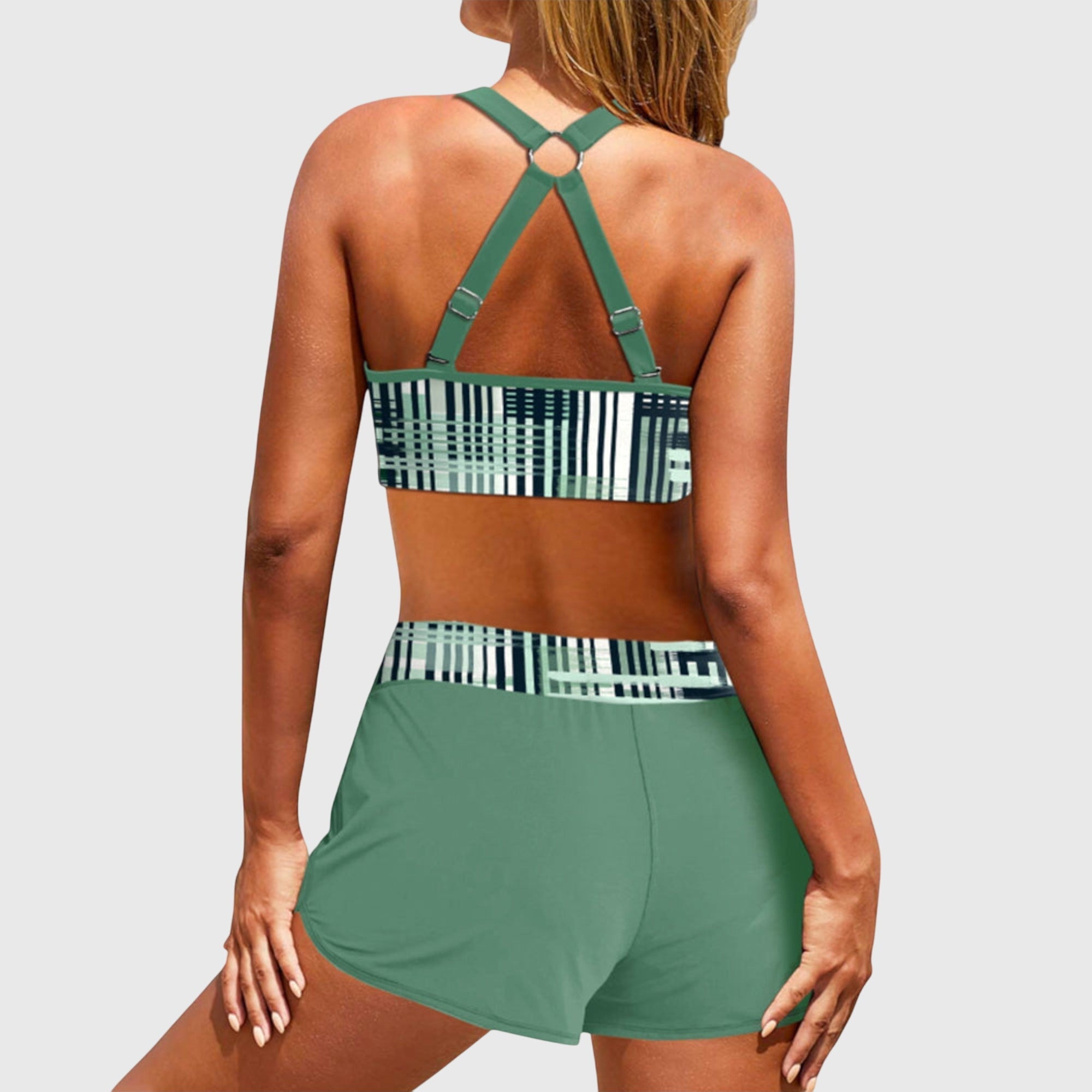 Ribbed High-Waisted Bikini Set for Women – Supportive Two-Piece Swimsuit