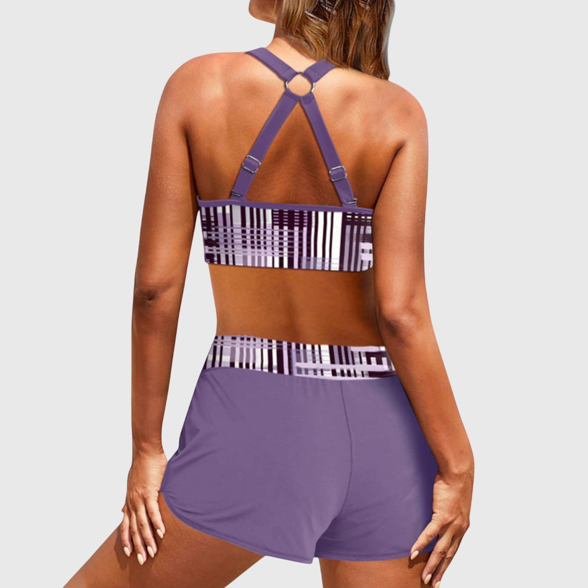 Ribbed High-Waisted Bikini Set for Women – Supportive Two-Piece Swimsuit