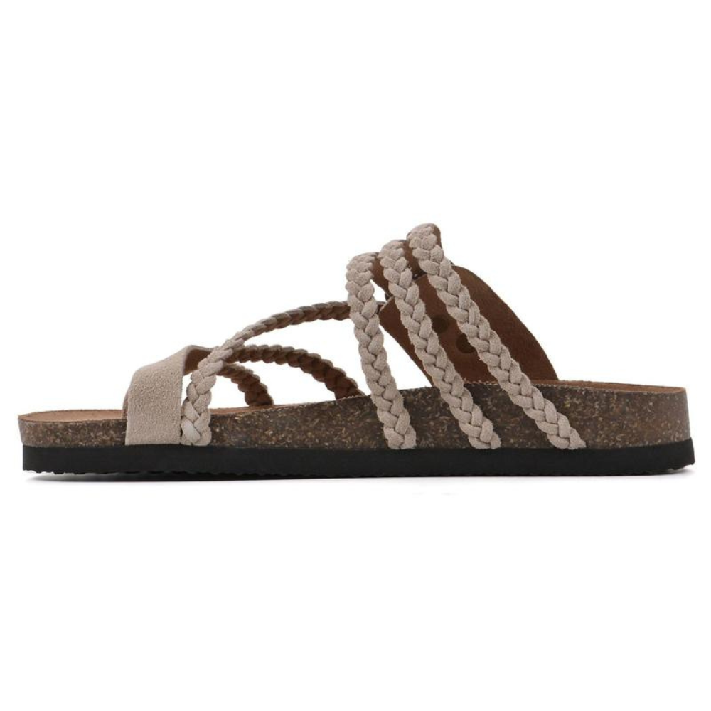 Women's Braided Suede Sandals with Cork Footbed | Haven
