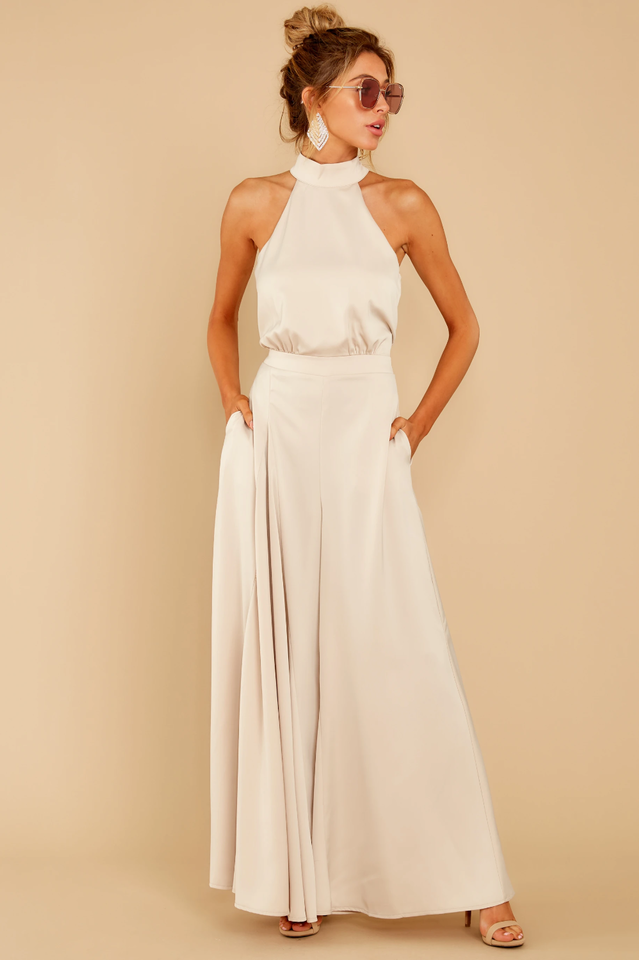 Women's Fitted Jumpsuit with Adjustable Back Tie – Elegant Evening Wear