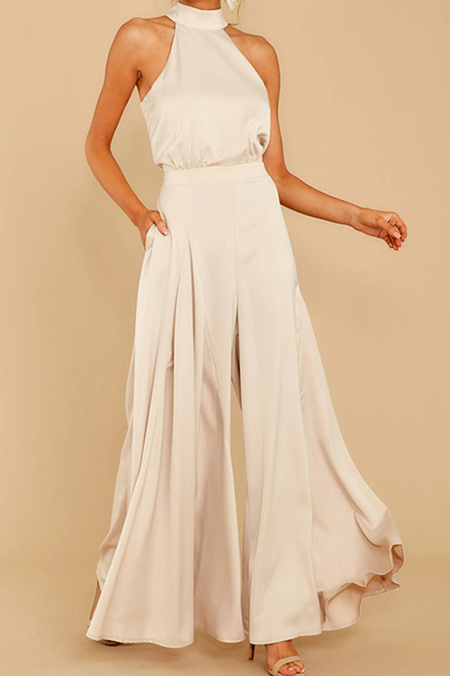 Women's Fitted Jumpsuit with Adjustable Back Tie – Elegant Evening Wear