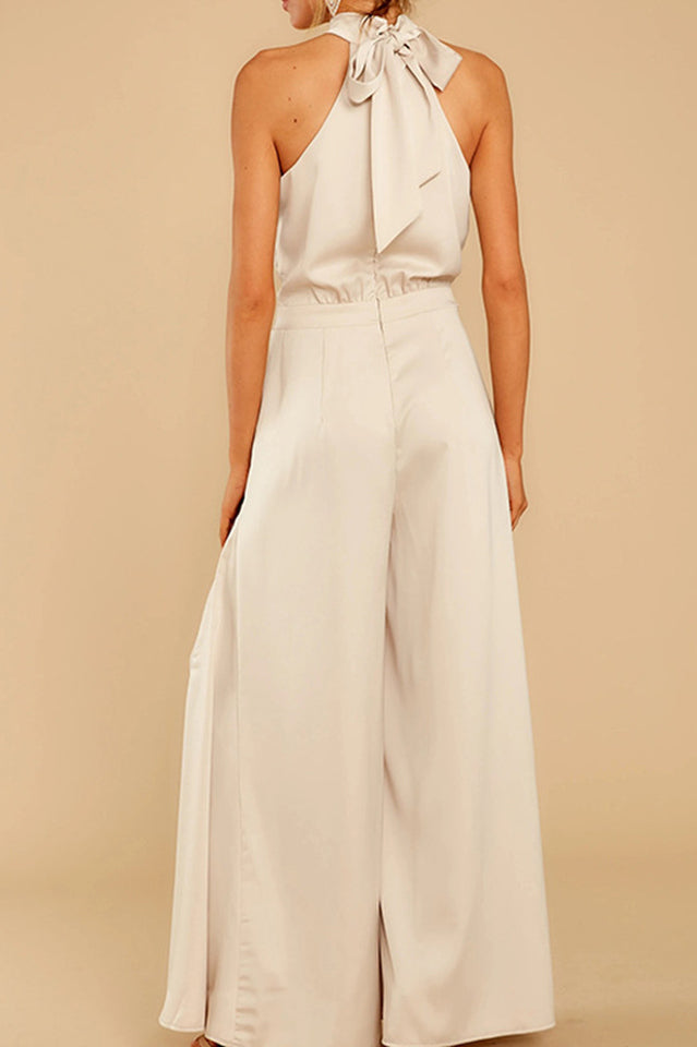 Women's Fitted Jumpsuit with Adjustable Back Tie – Elegant Evening Wear