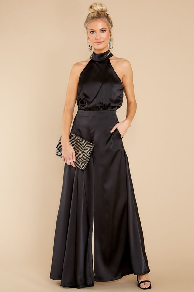 Women's Fitted Jumpsuit with Adjustable Back Tie – Elegant Evening Wear