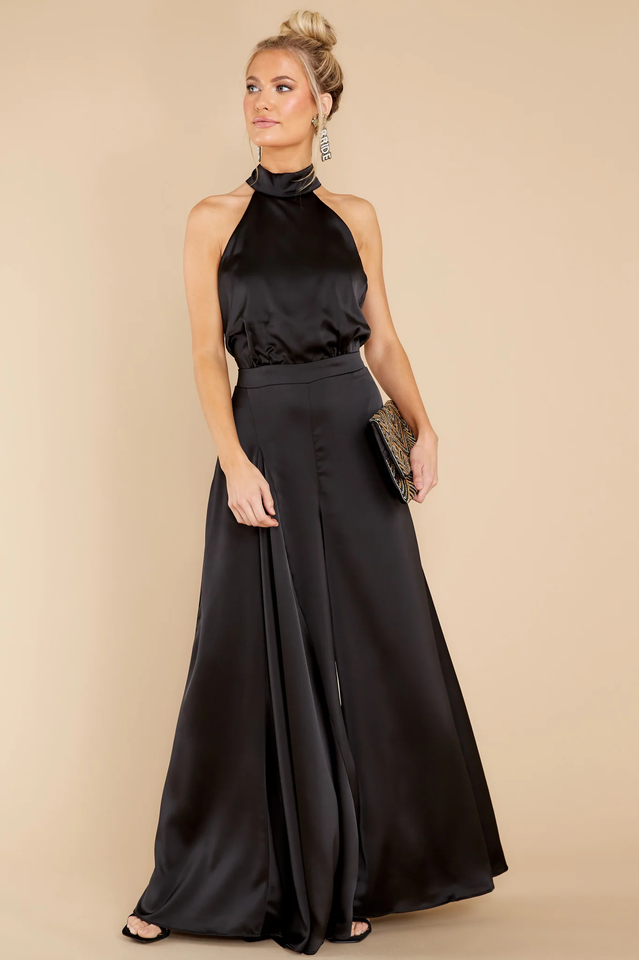 Women's Fitted Jumpsuit with Adjustable Back Tie – Elegant Evening Wear