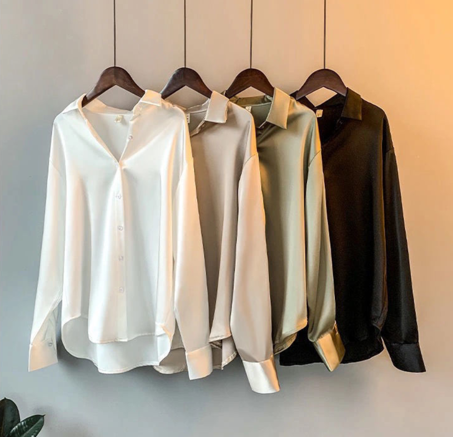 100% Silk Long Sleeve Blouse for Women – Elegant Classic Top