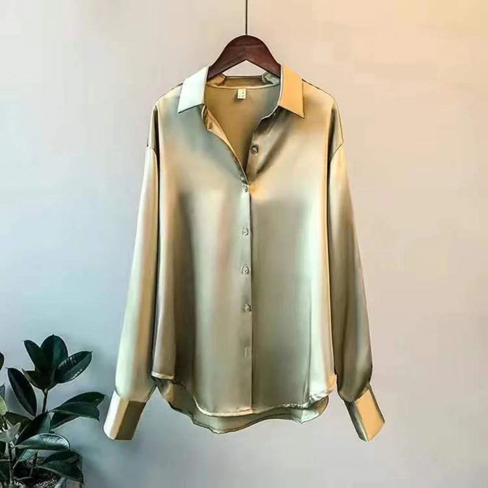 100% Silk Long Sleeve Blouse for Women – Elegant Classic Top