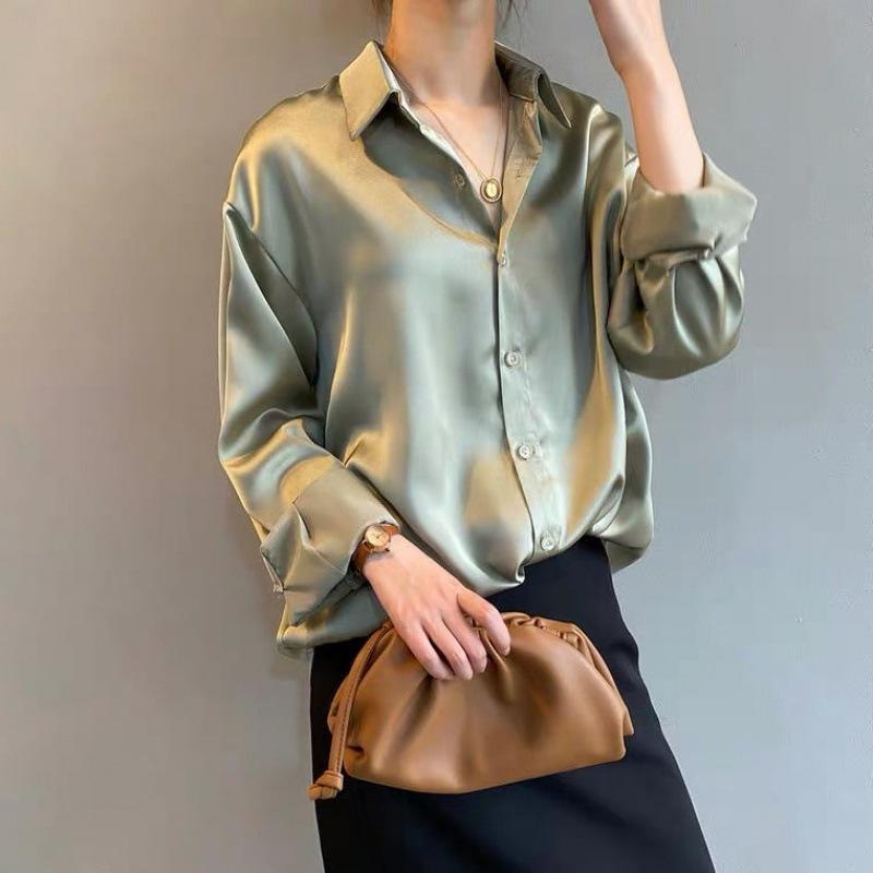 100% Silk Long Sleeve Blouse for Women – Elegant Classic Top