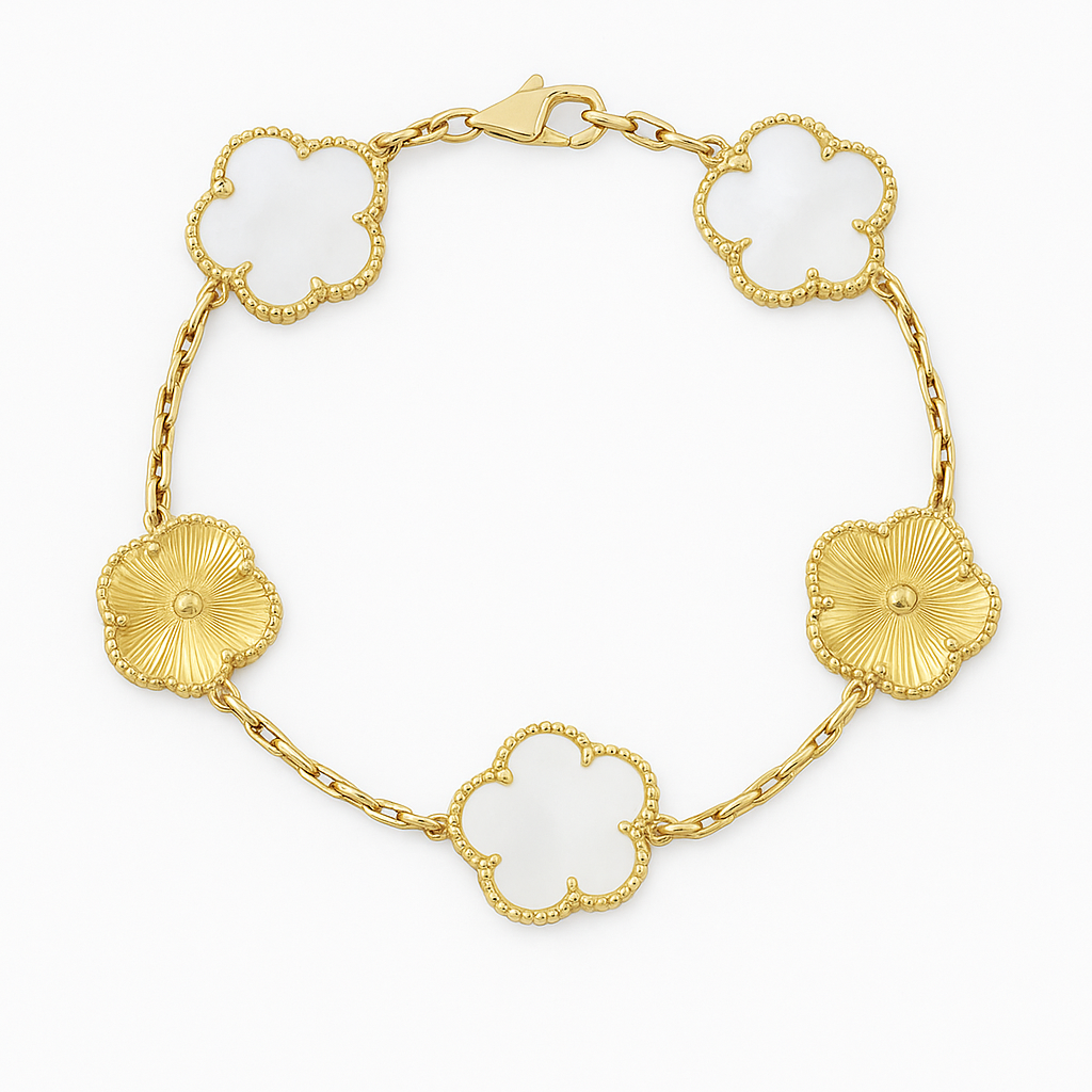 18k Gold-Plated Sterling Silver Leaf Bracelet for Women