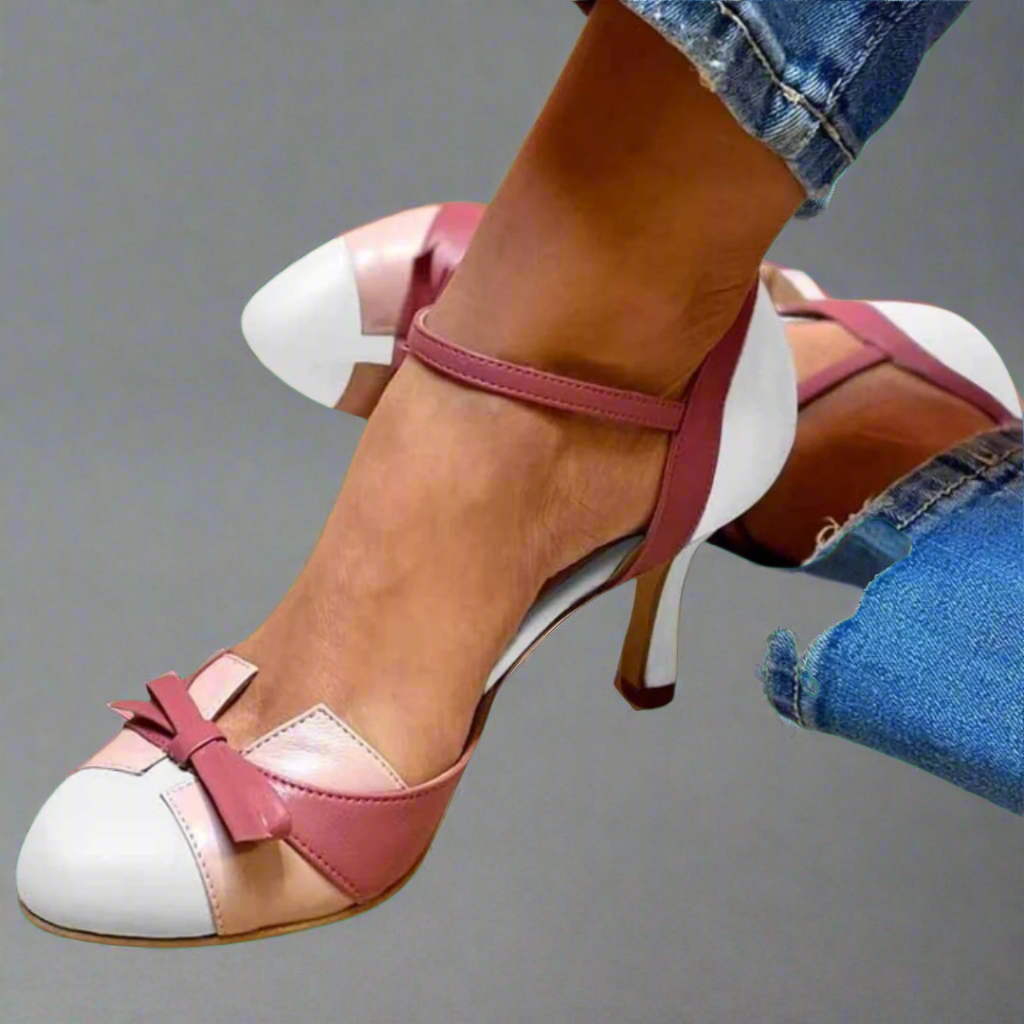 Women's Breathable Heels with Arch Support | White Colourblock