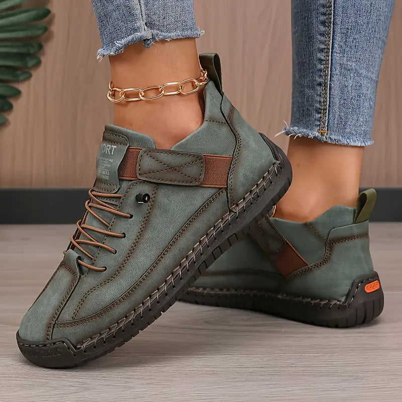 Women's Breathable Leather Slip-On Sneakers – Orthopedic Support