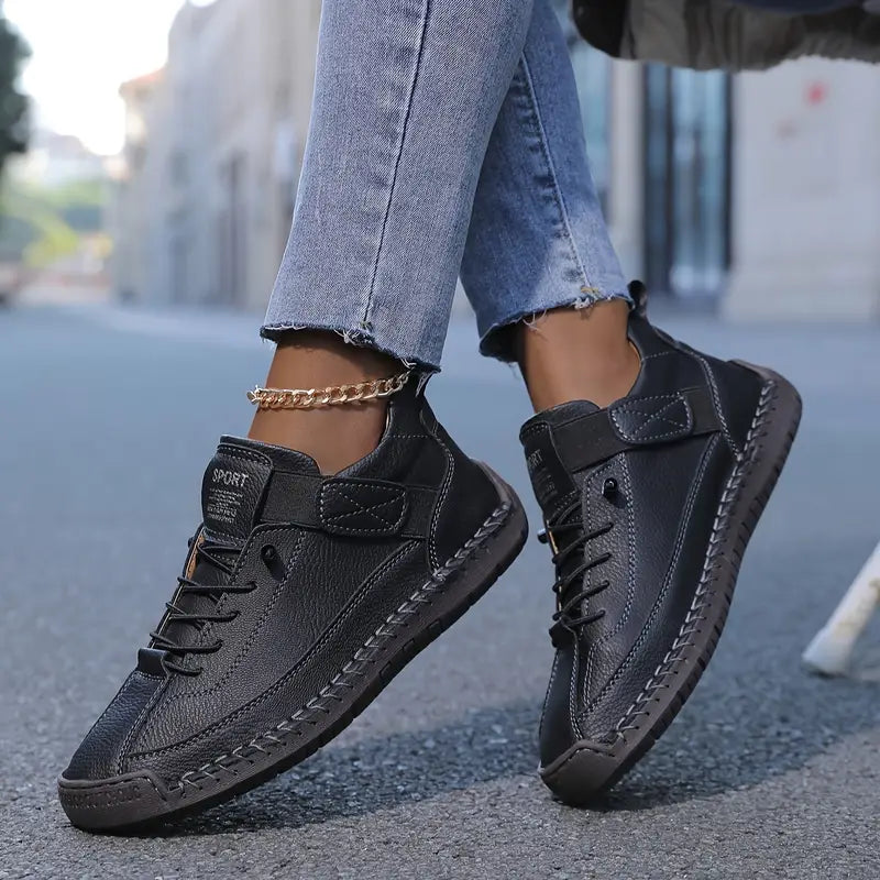Women's Breathable Leather Slip-On Sneakers – Orthopedic Support