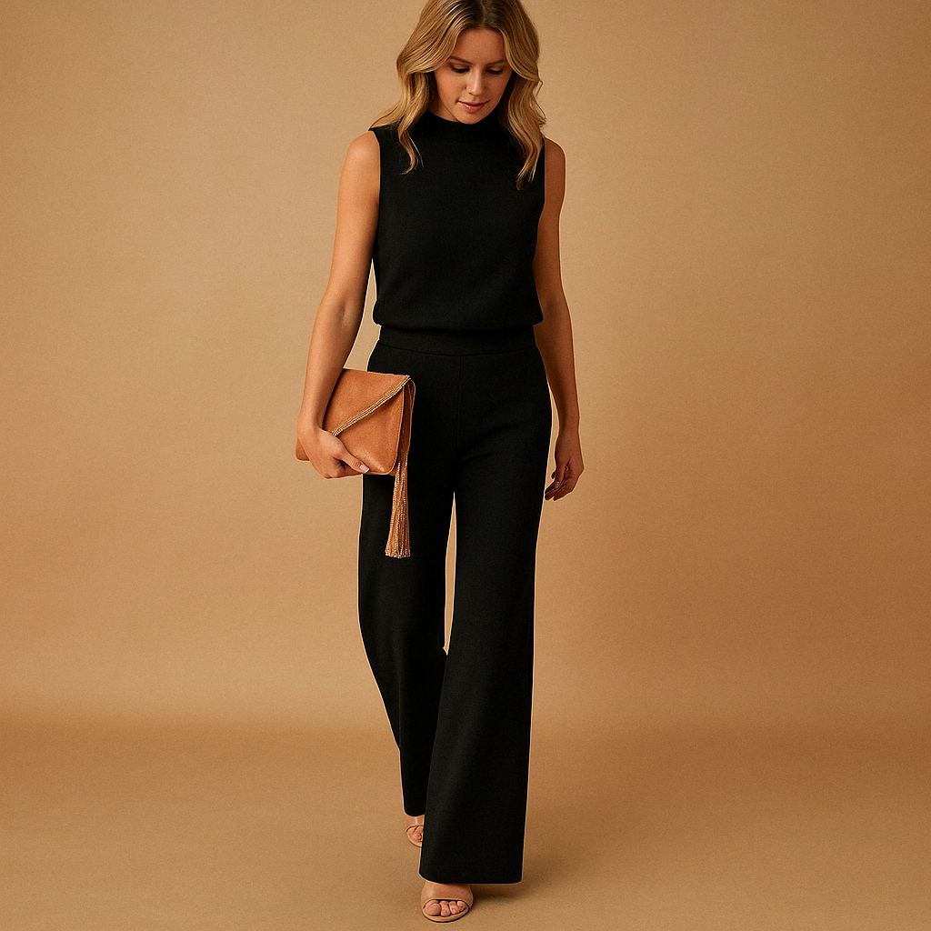 Black Wide-Leg Jumpsuit for Women | Elegant Tailored Design