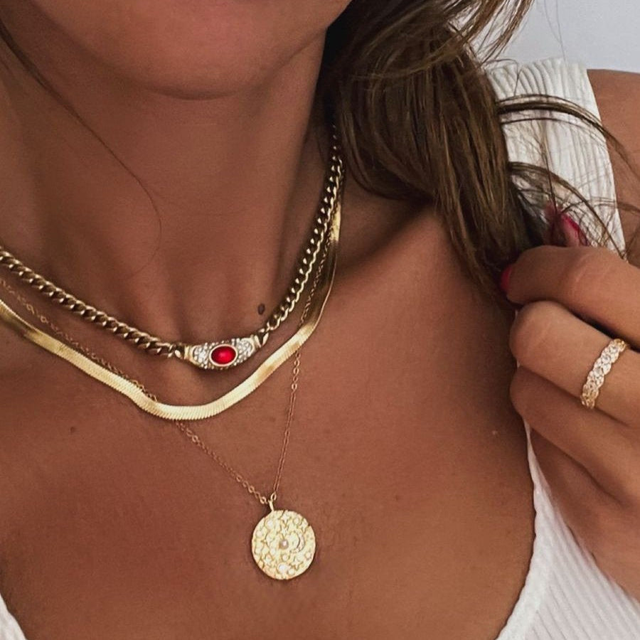 18K Gold Plated Necklace for Women | Waterproof Diamond Simulant Pendant