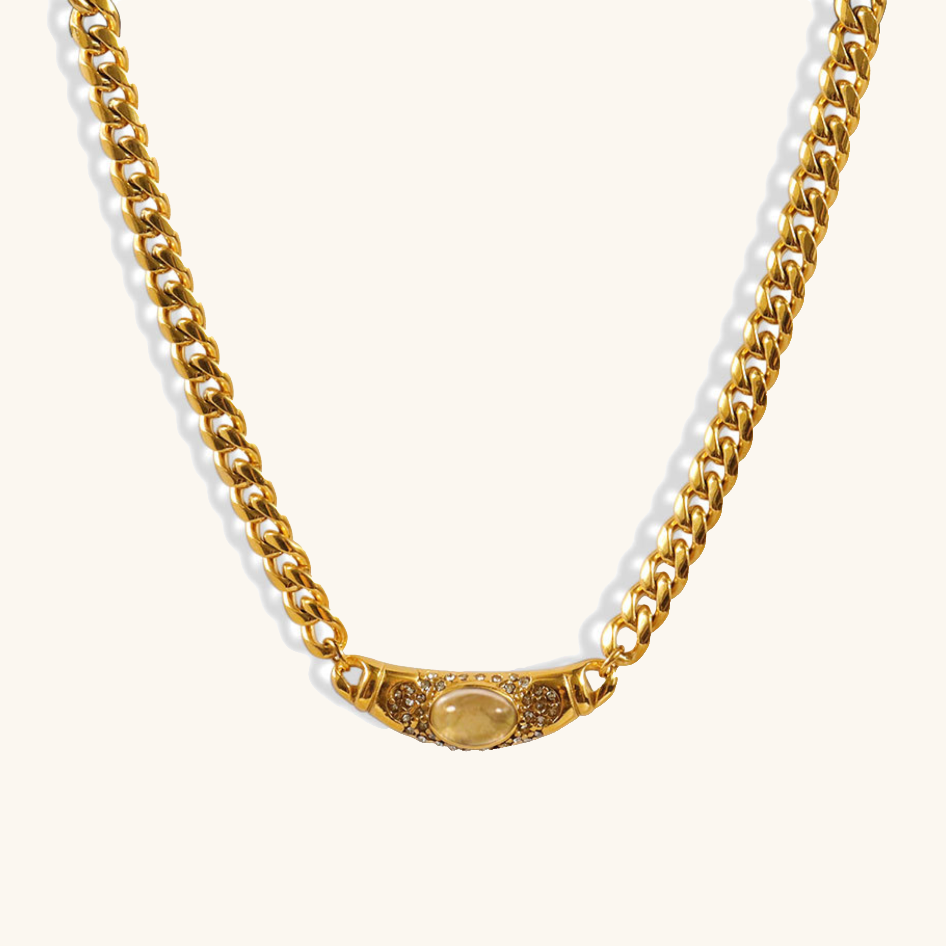 18K Gold Plated Necklace for Women | Waterproof Diamond Simulant Pendant