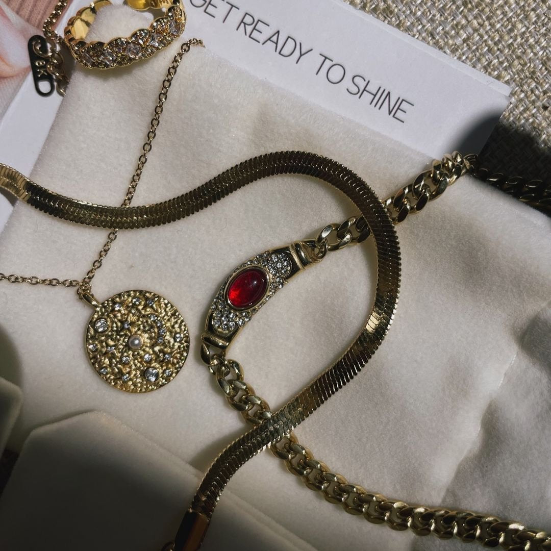 18K Gold Plated Necklace for Women | Waterproof Diamond Simulant Pendant