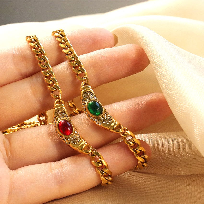 18K Gold Plated Necklace for Women | Waterproof Diamond Simulant Pendant