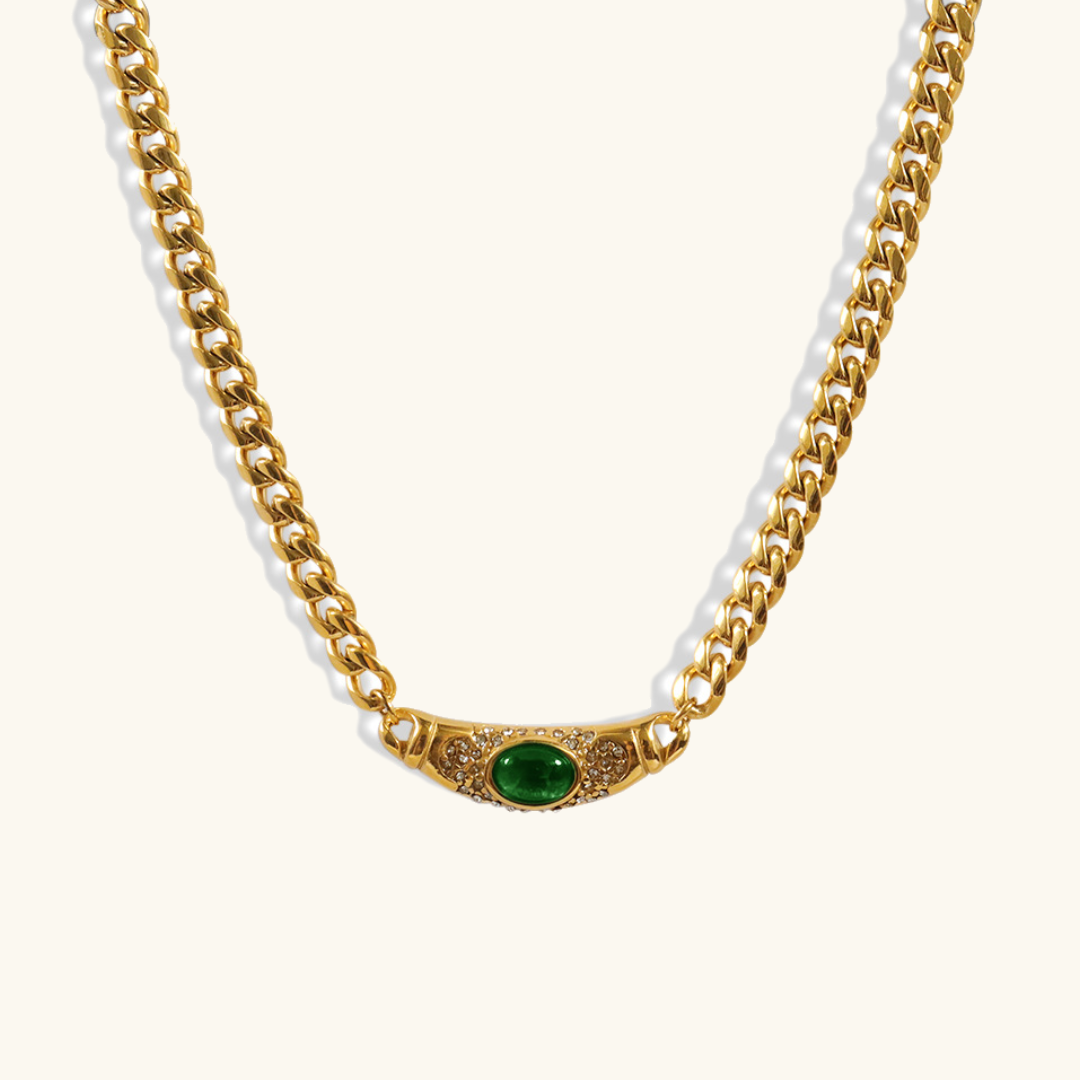 18K Gold Plated Necklace for Women | Waterproof Diamond Simulant Pendant