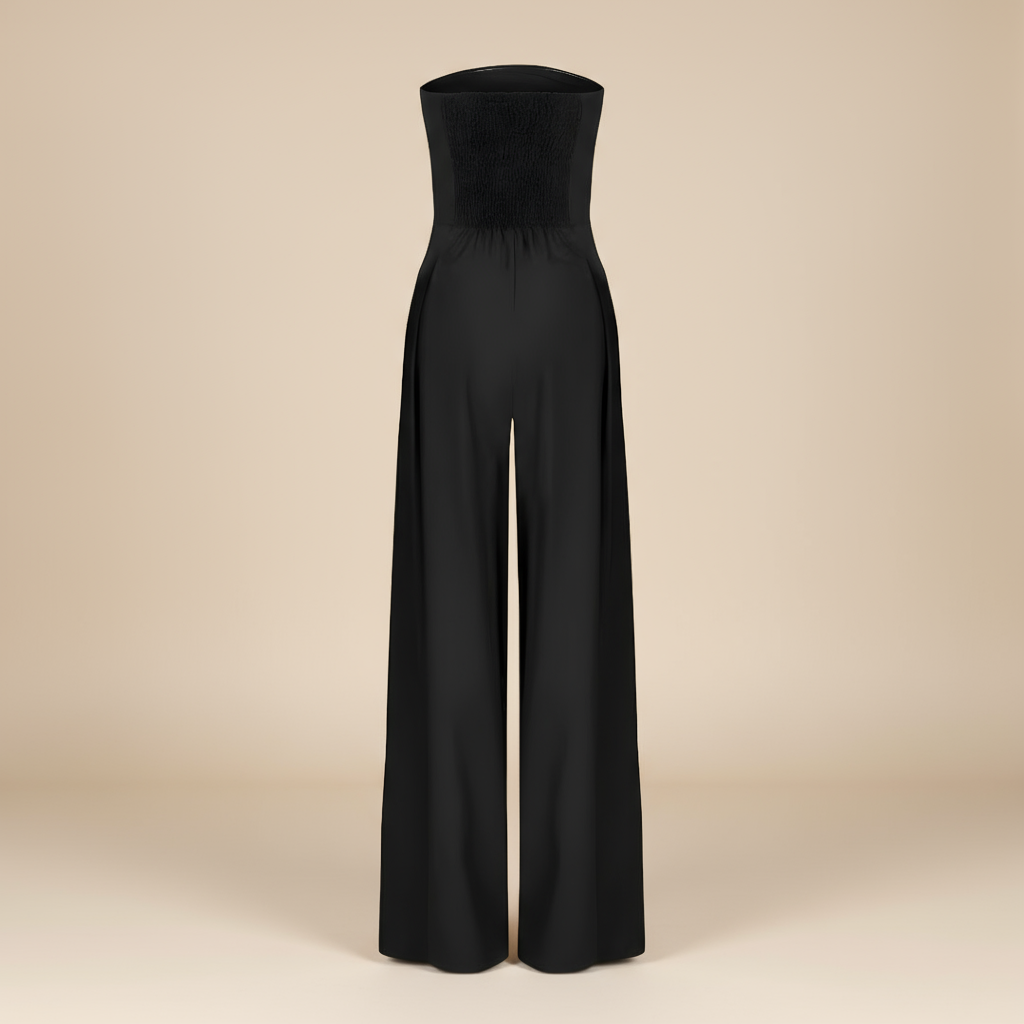 Women's Strapless Wide-Leg Jumpsuit with Structured Bodice