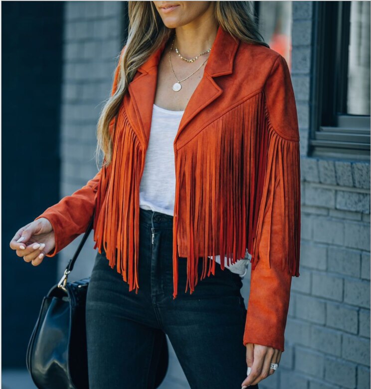 Women's Fringed Cropped Jacket – Bohemian Chic Style